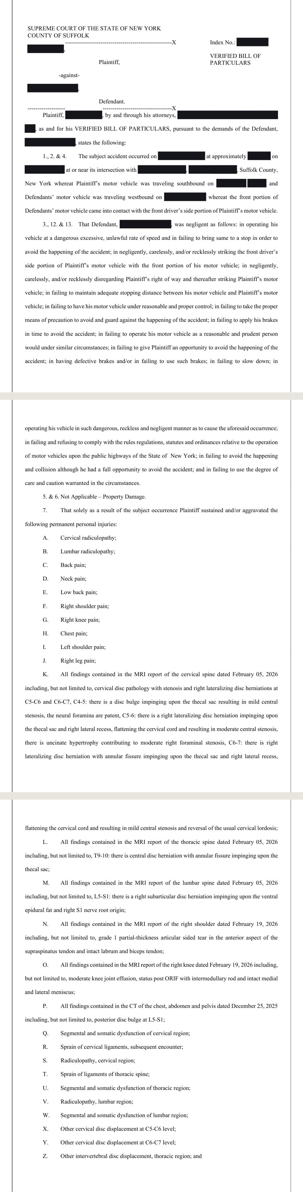 Filed by the firm Bill of Particulars, page render